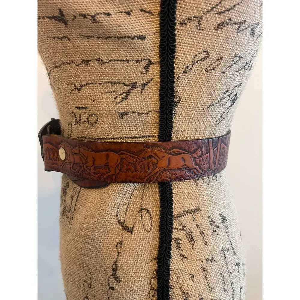 Leather Wyoming Belt Siskiyou Leather & Buckle Co 1982 Statehood 44th State